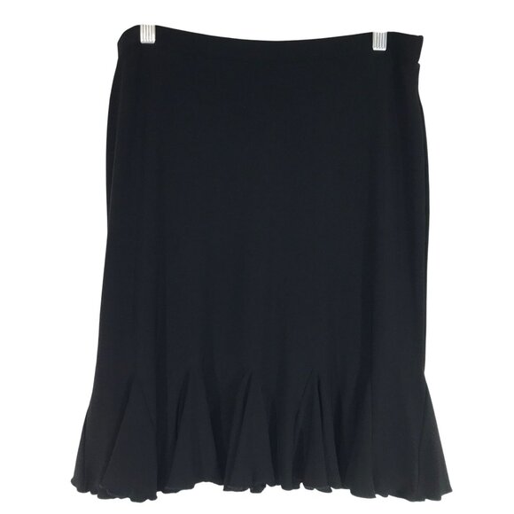 White House Black Market Dresses & Skirts - WHITE HOUSE BLACK MARKET - WOMEN MEDIUM - BLACK ELASTIC WAIST FLARE RUFFLE SKIRT